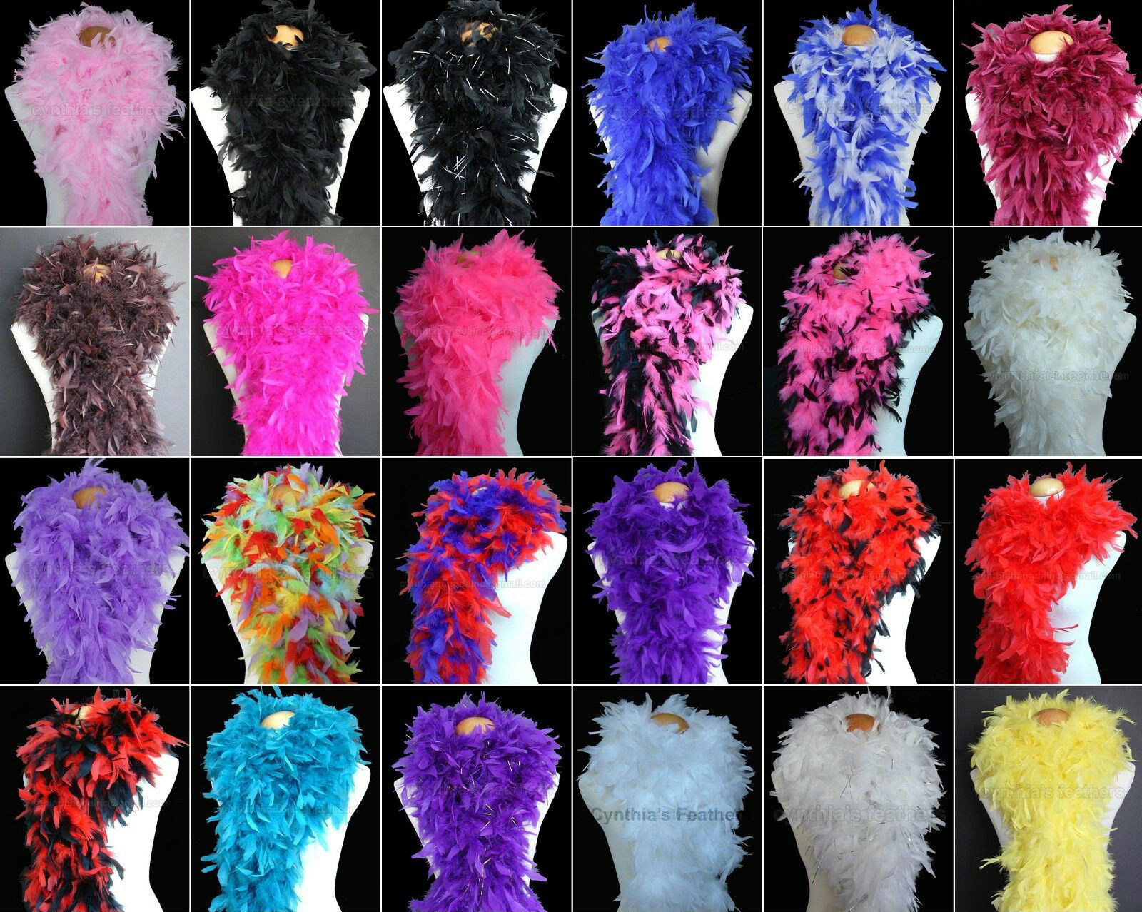 100 Gram Chandelle Feather Boas, 25+ Color & Patterns To Pick Up From, New!